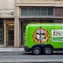 Delivery van parked outside pet store